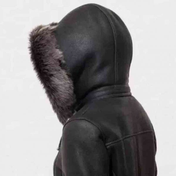 Womens Black Duffle Coat With Hood USA