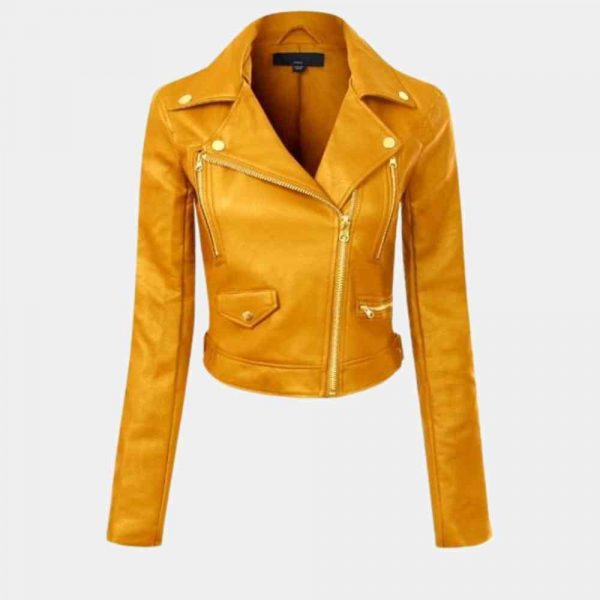 Yellow Leather Jacket Womens