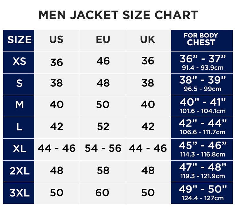 mens jacket measurement guide