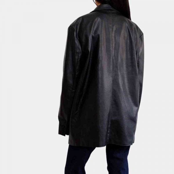 oversized leather blazer jacket