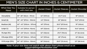 Men Jacket Size Chart