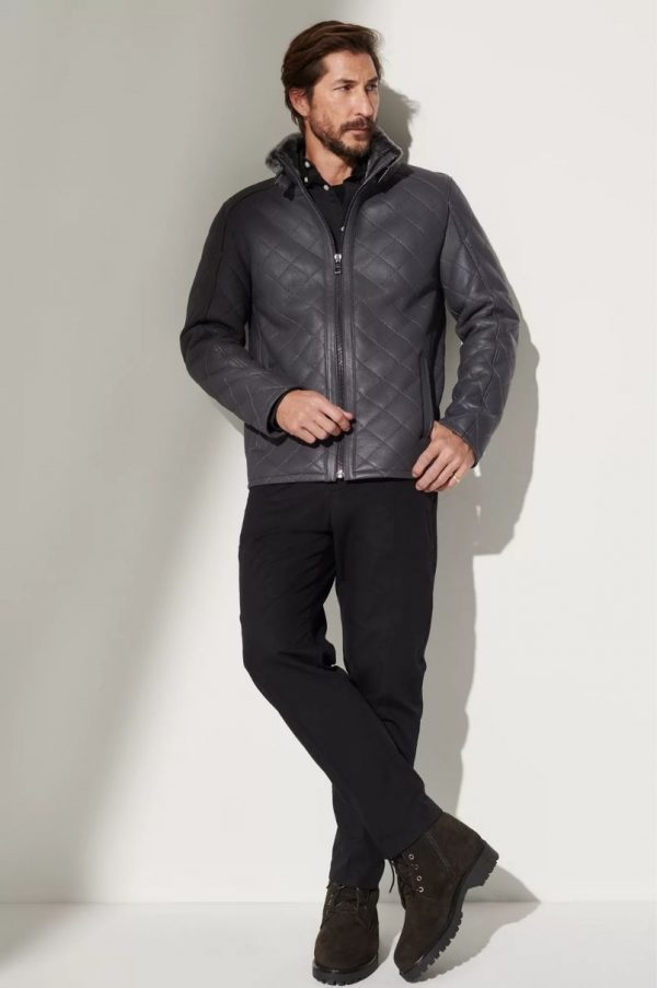 Quilted Shearling Sheepskin Jacket in USA