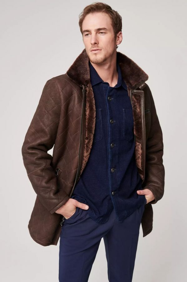 Quilted Sheepskin Car Coat