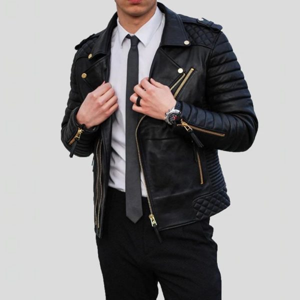 BYRON BLACK QUILTED LEATHER JACKET