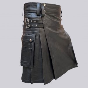 Black Leather Fashion Kilt