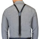 Black Leather Skinny Suspenders with Metal Hook Closure