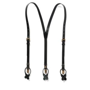 Black Leather Suspenders