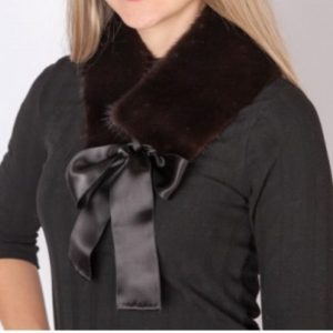 Black mink fur collar-neck warmer