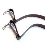 Brown Leather Skinny Suspenders with Metal Hook Closure