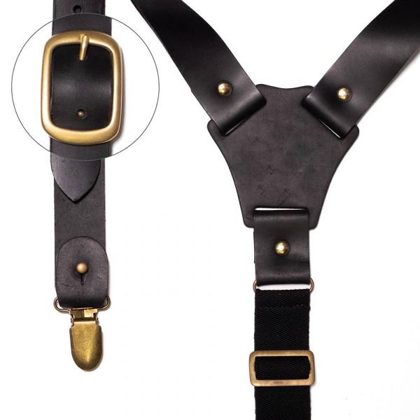 Buckle Leather Suspenders