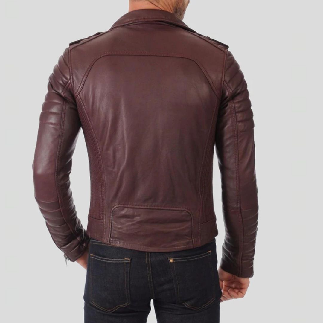 CYRO BURGUNDY QUILTED LEATHER JACKET