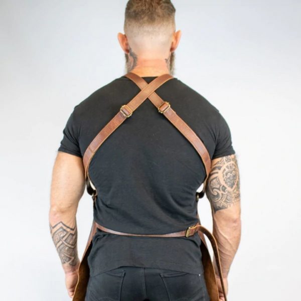 Cross-back Pocketed Leather Apron