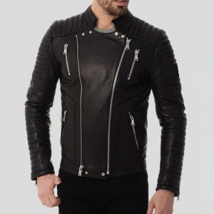 DWITE BLACK QUILTED LEATHER JACKET