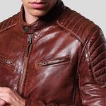 reddish brown leather jacket