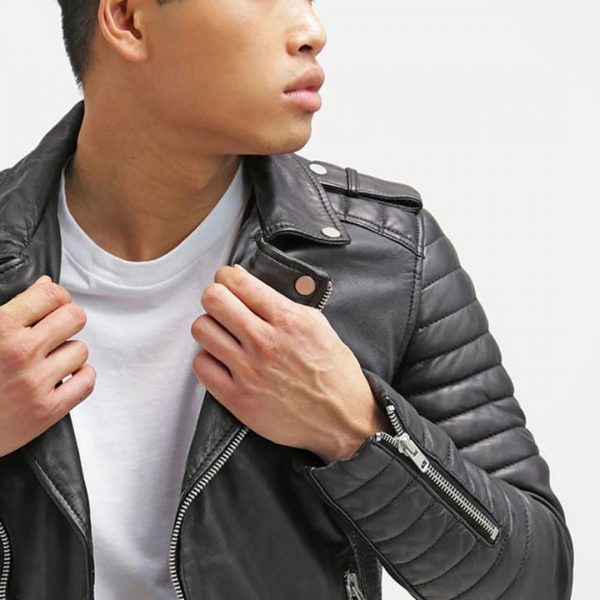 HARL BLACK QUILTED LEATHER JACKET