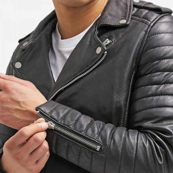 HARL BLACK QUILTED LEATHER JACKET