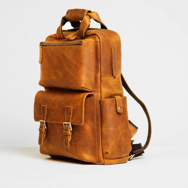 Large Capacity Leather Camera Backpack