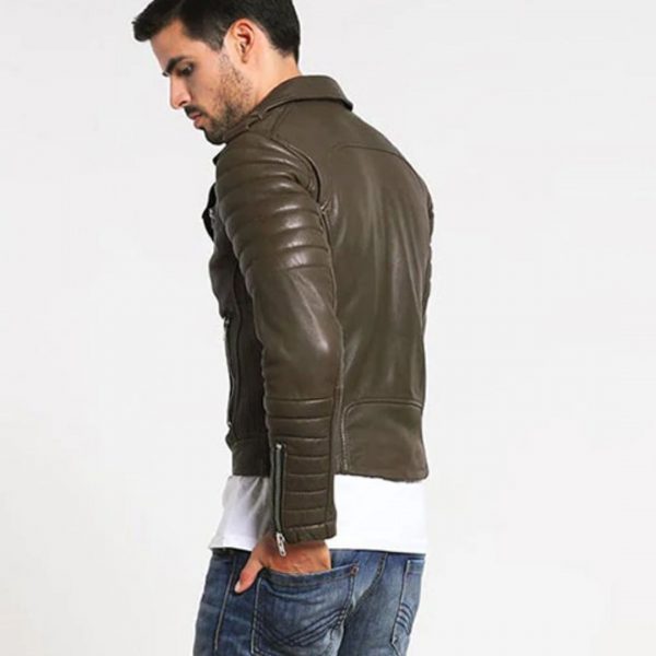 MAC ARMY GREEN QUILTED LEATHER JACKET