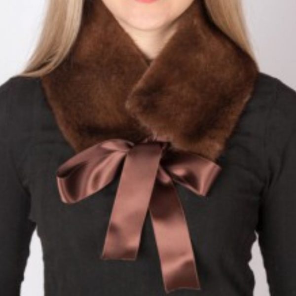 Mink fur collar-neck warmer