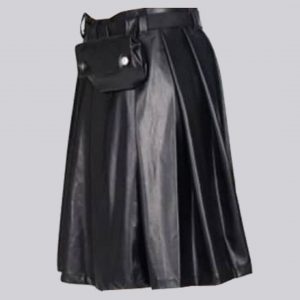 New Design Black Scottish Leather Utility Kilt