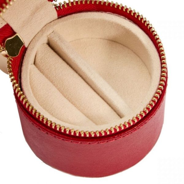 RED PALERMO DOUBLE WATCH ROLL W/ JEWELRY POUCH