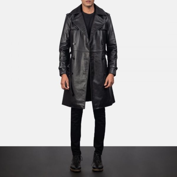 mens leather duster trench coat
