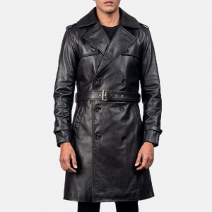 Mens Leather Duster Trench Coat