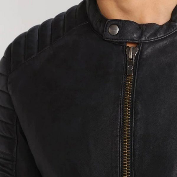 SUNG BLACK QUILTED LEATHER JACKET