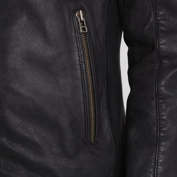 SUNG BLACK QUILTED LEATHER JACKET