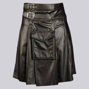 Black Leather Utility Kilt