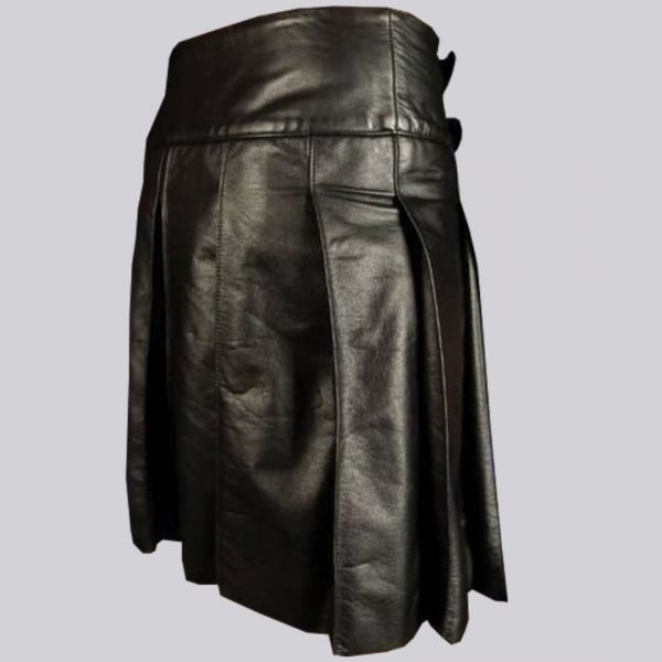 black leather utility kilt