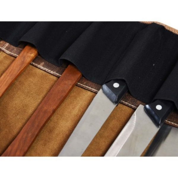 Tuscania Leather Knife Roll - Walnut Brown