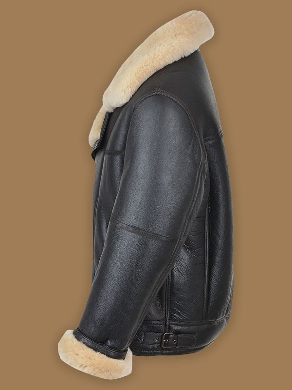 Men Black B3 Shearling Leather Jacket 2