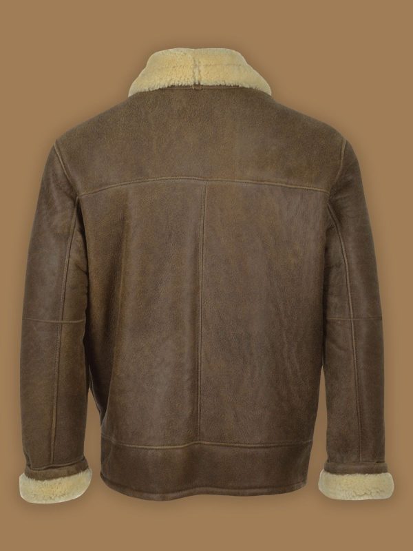 Men Brown Aviator Shearling Leather Jacket 1