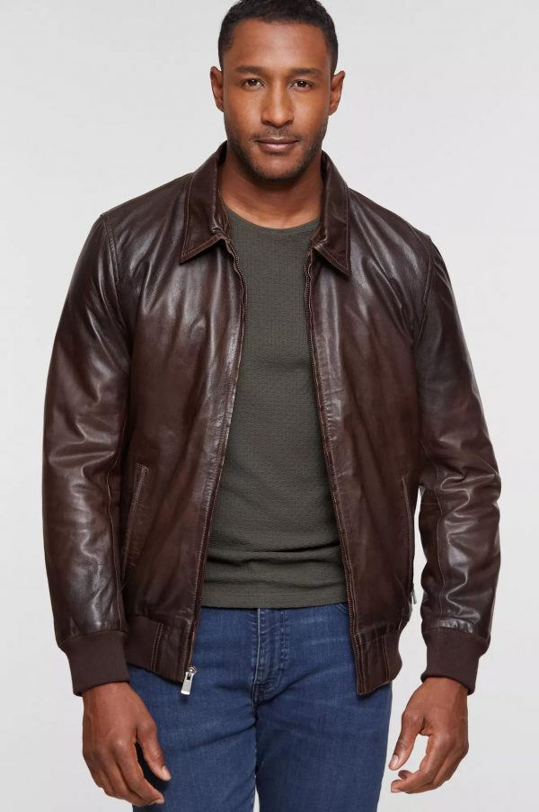 Oakley Lambskin Leather Bomber Jacket with Shearling Collar 2