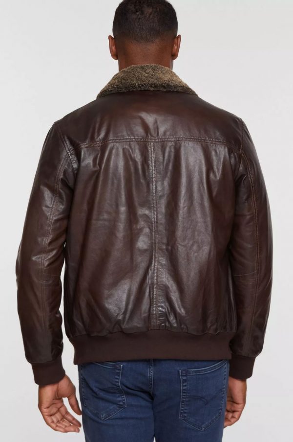 Oakley Lambskin Leather Bomber Jacket with Shearling Collar 4 1