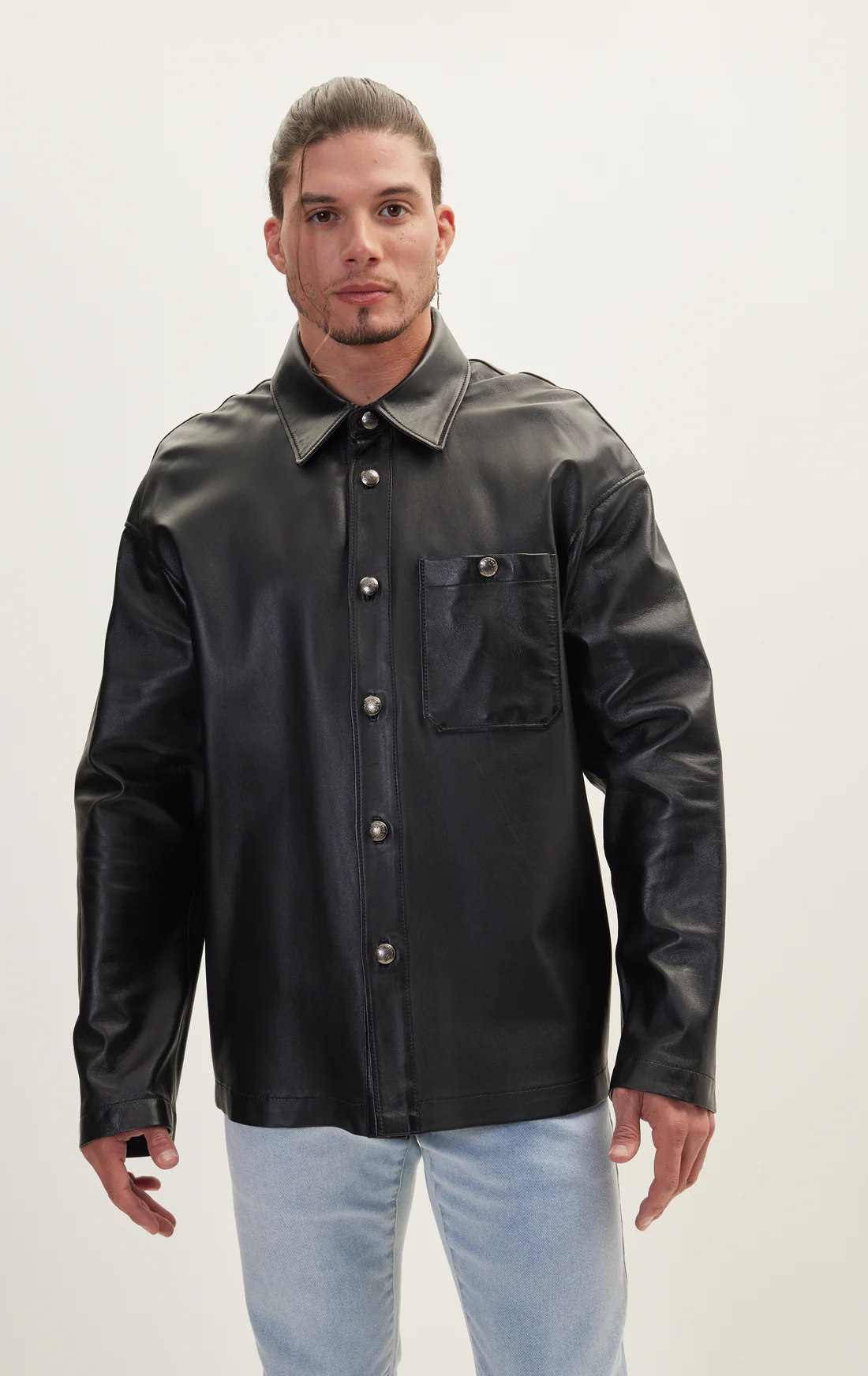 Leather Oversized Shirt | Free Shipping