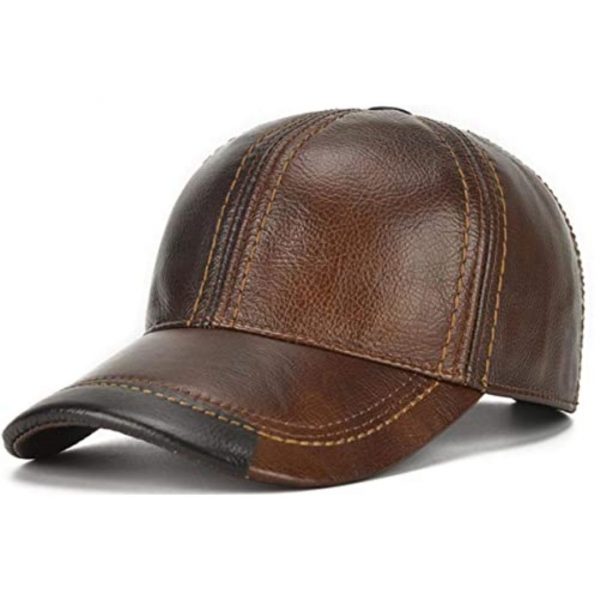Outdoor Adjustable Real Leather Baseball Cap