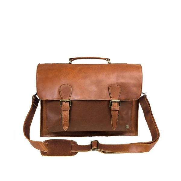 brown full grain leather messenger satchel with 15 laptop capacity