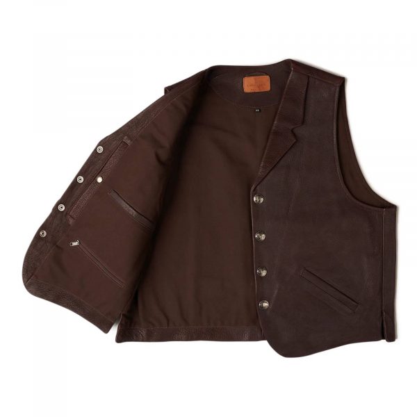 Brown Bison Leather Vests in USA