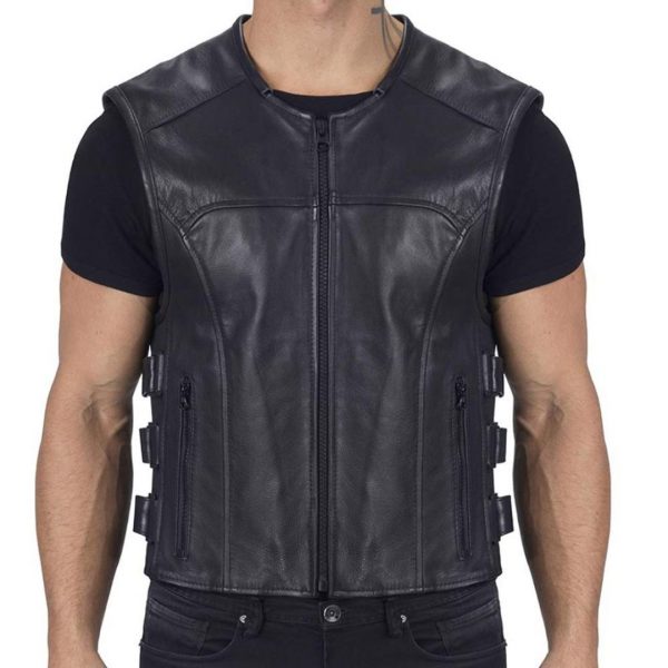 mens swat leather vest