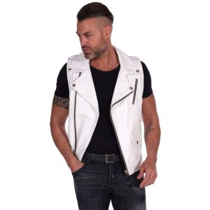 white leather vest mens