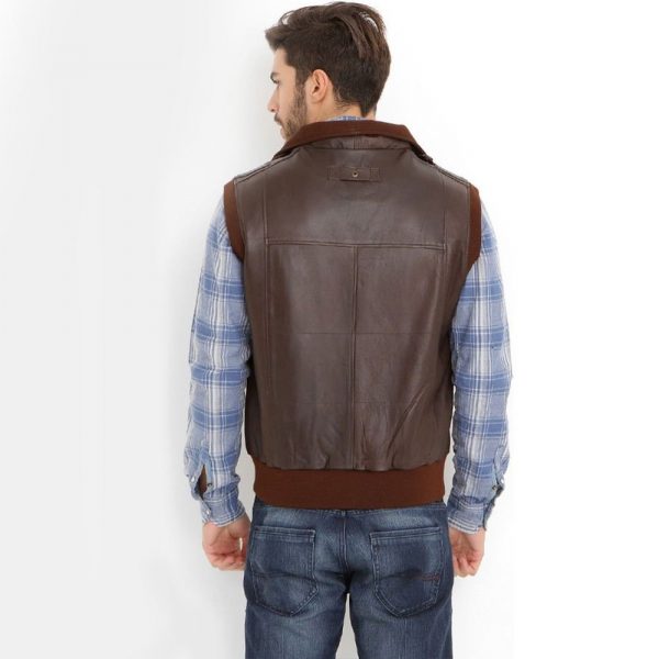 Brown Leather Cargo Vest