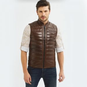 Stylish Leather Classic Brown Vest