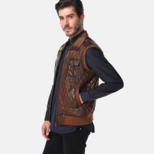 Brown Quilted Leather Vest