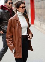 Bella Hadid Brown Leather Jacket in United States