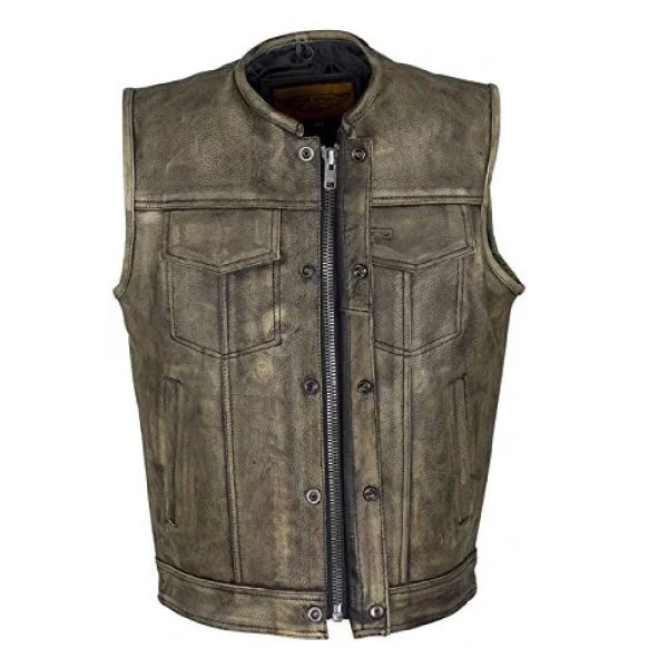 distressed leather vest