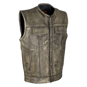 distressed leather vest mens