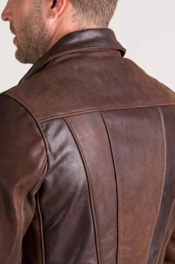 James Vintage Style Waxed Buffalo Leather Moto Jacket