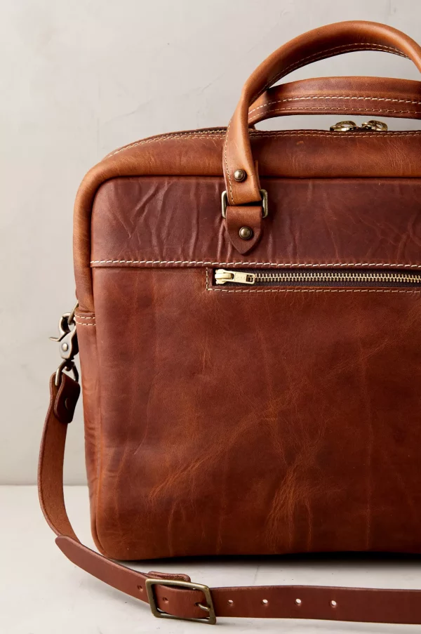 Pioneer CEO Leather Briefcase with Concealed Carry Pocket